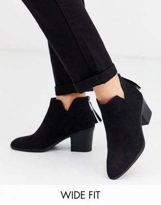 Wide Fit low cut heeled ankle boots 
