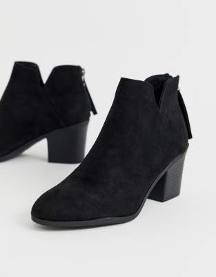 black ankle boots low heel