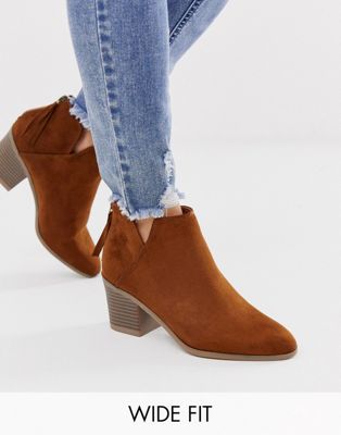 wide fit tan ankle boots