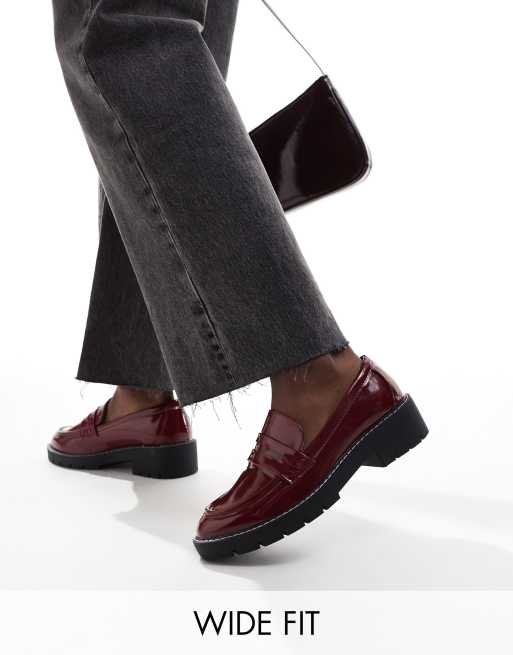New Look Wide Fit - Mocassins chunky à surpiqûres - Bordeaux, 3 de 4
