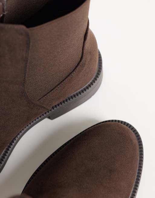 New Look Wide Fit mockaimitations-Chelsea-boots i mörkbrunt, 3 av 4