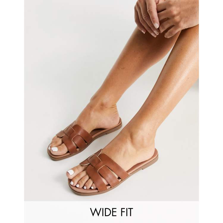 New Look Wide Fit mule sandal in tan ASOS