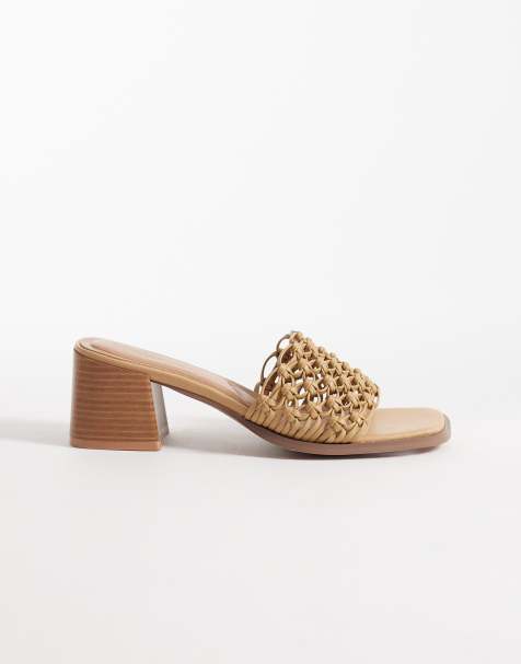 New Look Wide Fit - Mules tressées à talon carré - Camel - view 1