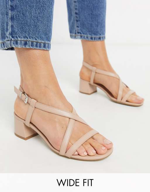 Wide fit low store block heel sandals