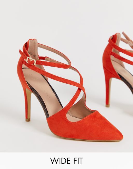 New Look Wide fit open point heel in orange New Look Wide fit open point heel in orange