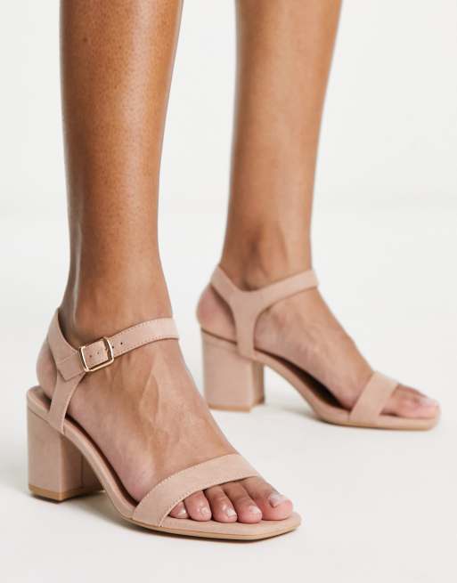 New Look Wide Fit open toe heeled sandal in oatmeal ASOS