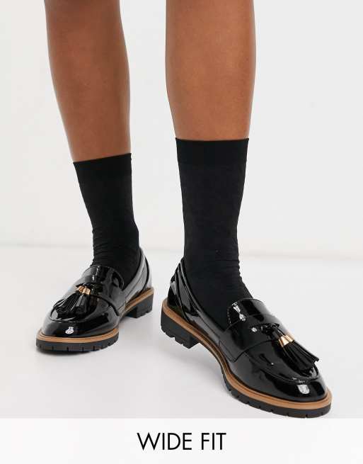 asos design mulled chunky loafers in black