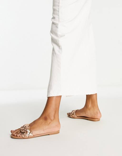 Rose gold sandals online new look