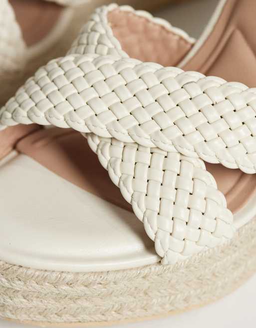 New Look Wide Fit plaited strap espadrille wedge sandal in off white, 4 of 4