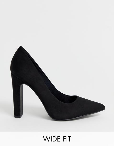 pointed court shoes block heel
