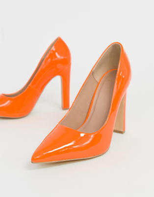 orange block heels wide fit