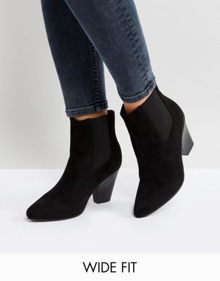 New Look Wide Fit Pointed Western Heeled Ankle Boot | ASOS