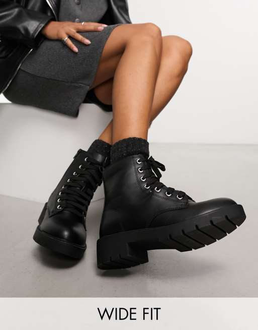 New look black store lace up boots