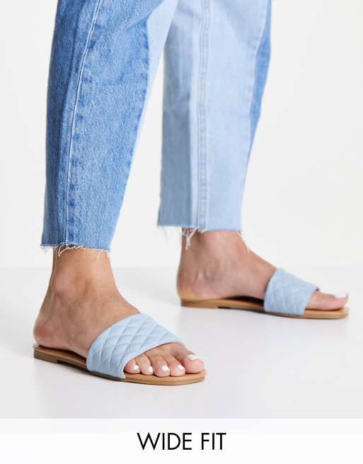 New Look Wide Fit quilted mule in light blue