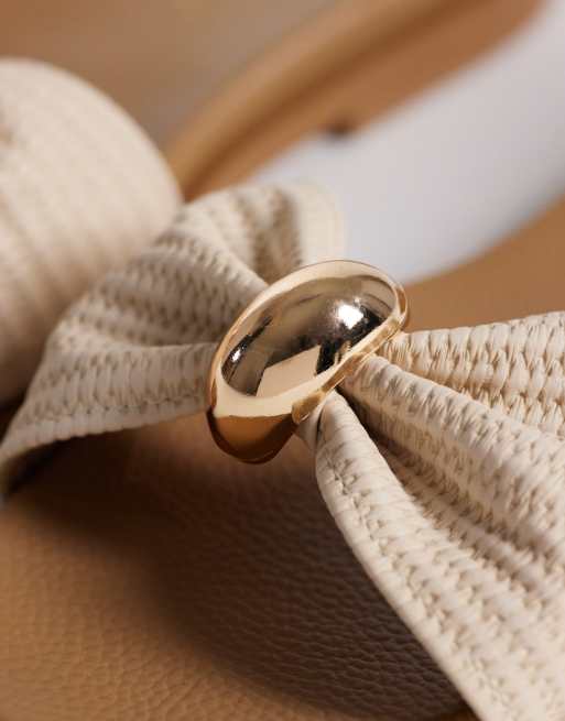 New Look Wide Fit - Råhvide sandaler i raffia med guldfarvede detaljer, 2 af 4