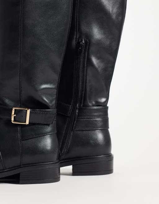 New Look Wide Fit riding boots with stretch fit in black, 3 of 4