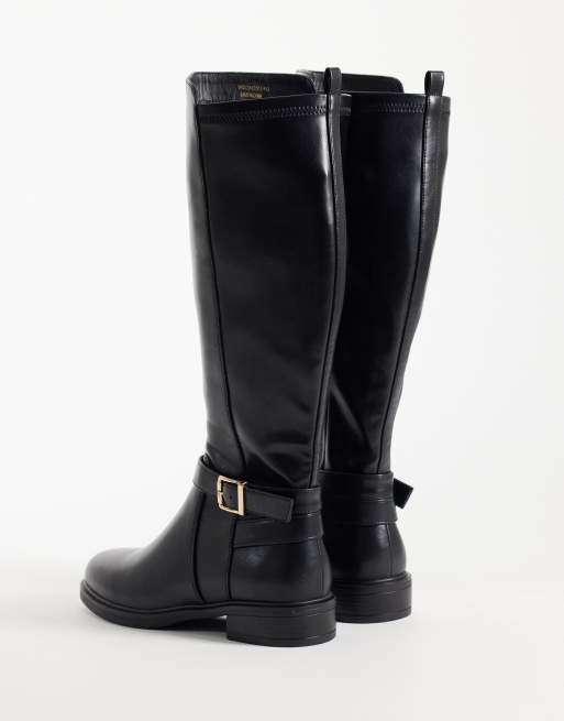 New Look Wide Fit riding boots with stretch fit in black, 4 of 4