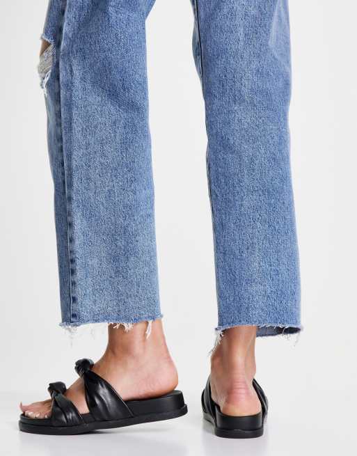 New Look Wide Fit - Sandali bassi con nodo neri, 2 di 4