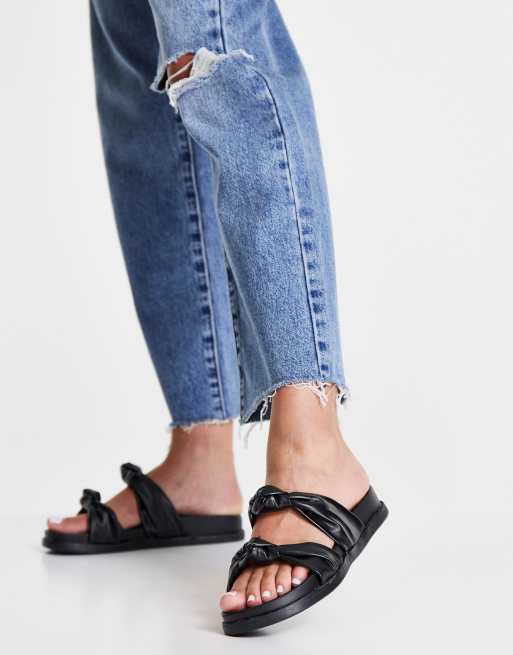 New Look Wide Fit - Sandali bassi con nodo neri, 4 di 4