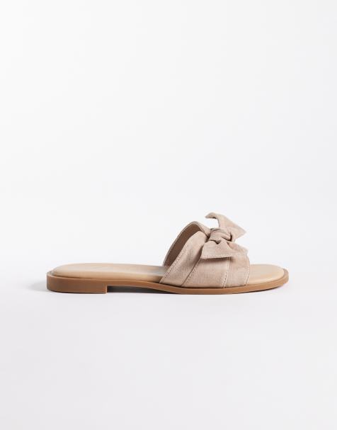 New Look Wide Fit - Sandali color visone a pianta larga con fiocco - view 1
