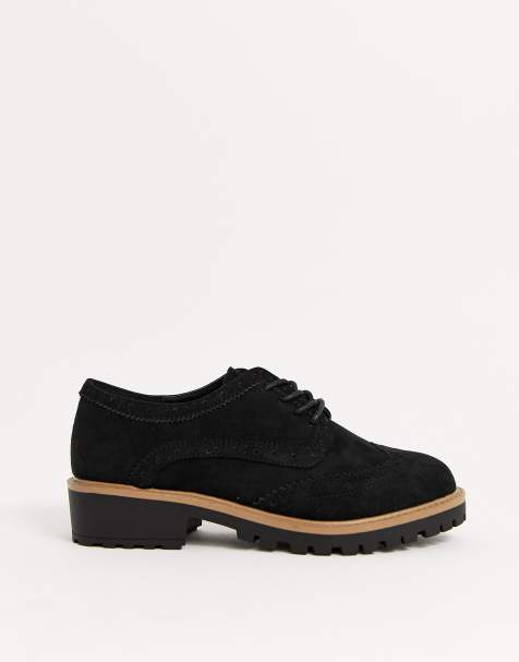 New Look Wide Fit – Schwarze Budapester mit dicker Sohle