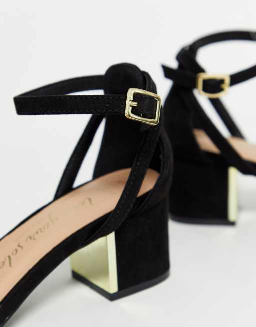 New Look Wide Fit – Schwarze Sandalen in Wildleder Optik Wide Fit – Schwarze High Heels in Wildleder Optik mit