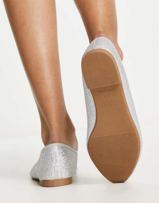 Silver ballerina clearance shoes womens