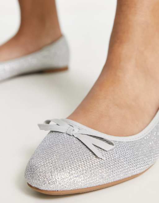 Silver glitter flat outlet shoes