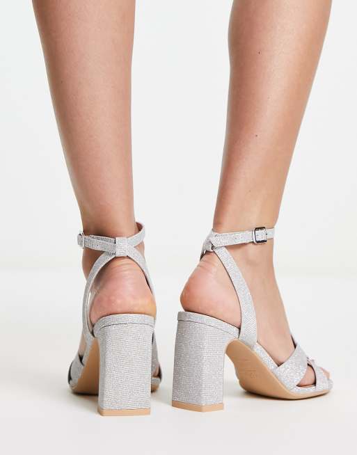 New look silver clearance glitter block heel sandals