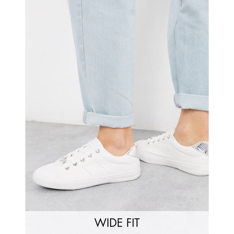 Wide fit silver on sale trainers