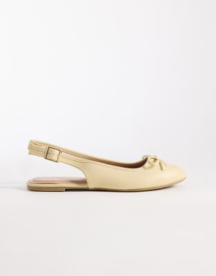 New Look Wide Fit - Slingback-Schuhe aus Kunstleder in Gelb, weite Passform