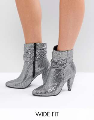 silver glitter wide fit shoes