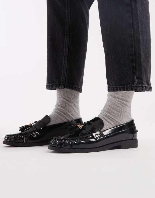 New Look - Wide Fit - Sorte loafers med kvaster