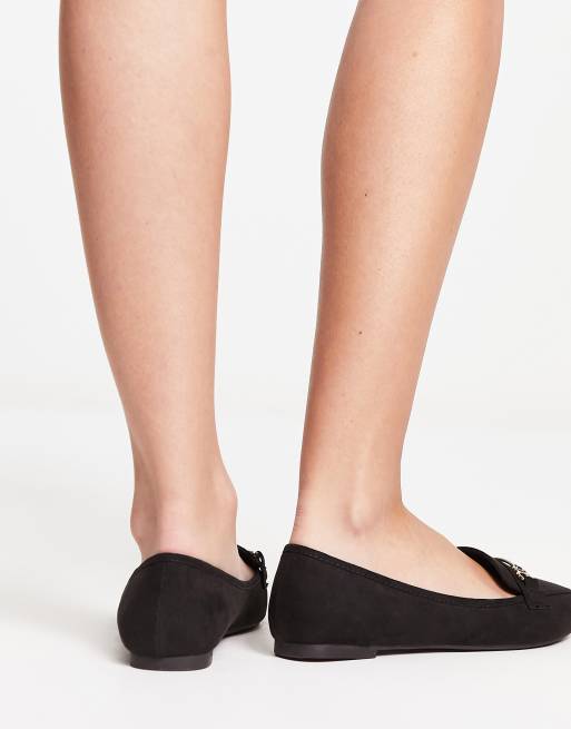 New Look - Wide Fit - Sorte loafers med spænder i imiteret ruskind, 3 af 4