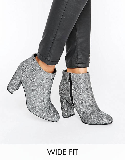 New Look Wide Fit Sparkly Block Heeled Boot