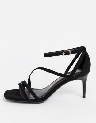 wide fit low heel black sandals