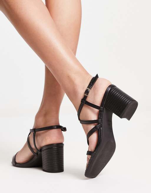 Black wide fit strappy heels hotsell