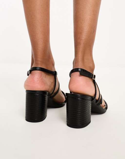 New Look Wide Fit strappy heeled sandals in black