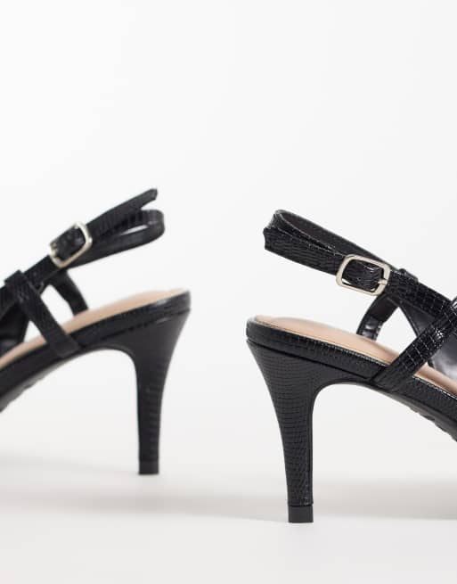 New Look Wide Fit strappy slingback heel in black lizard, 4 of 4
