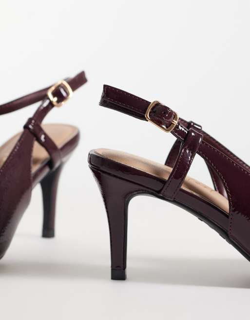 New Look Wide Fit strappy slingback heel in burgundy, 3 of 4
