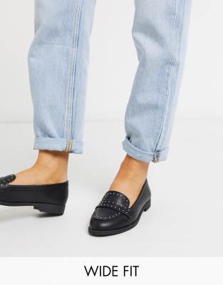 wide black loafers