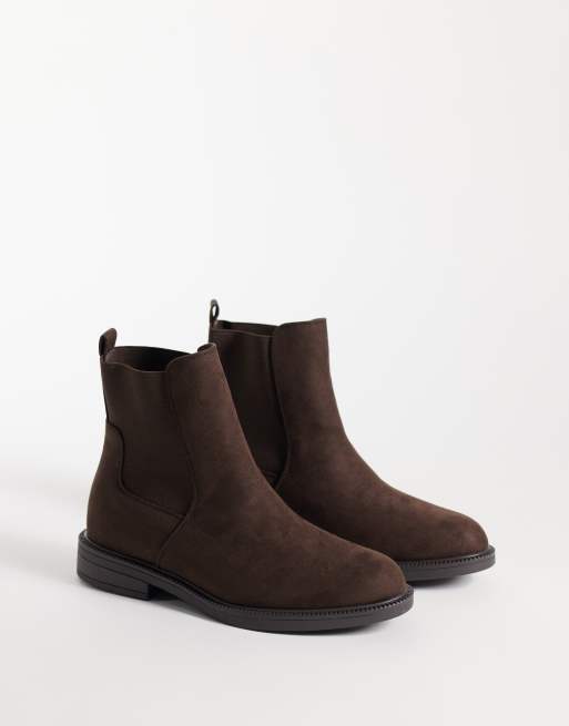 New Look Wide Fit støvle i imiteret ruskind i mørkebrun, 2 af 4