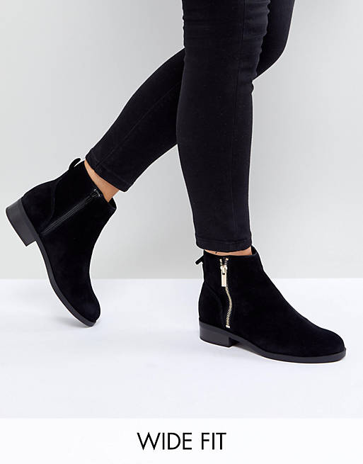 New Look Wide Fit Suede Flat Ankle Boot | ASOS