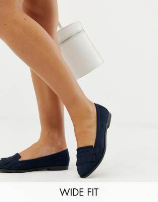new look navy shoes wide fit