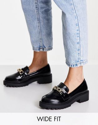 New Look Wide Fit super chunky loafer in black