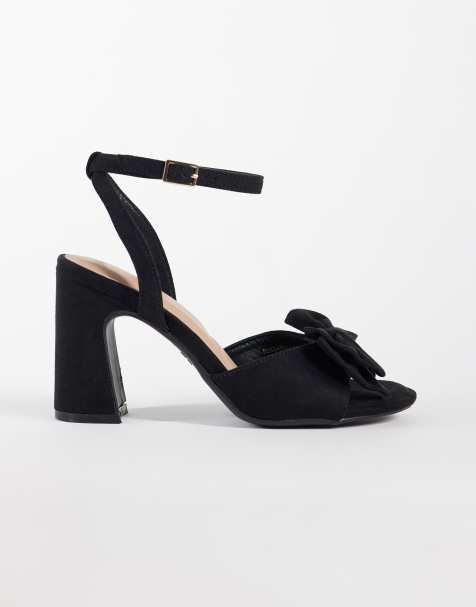 New Look Wide Fit velvet bow detail heel in black - view 1