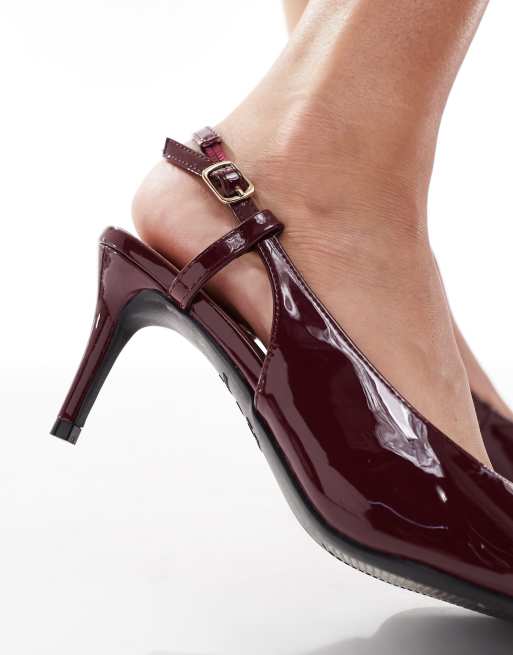 New Look Wide Fit – Vinröda klackskor med hälrem och bred passform, 3 av 4