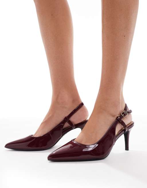 New Look Wide Fit – Vinröda klackskor med hälrem och bred passform, 4 av 4