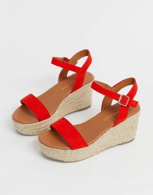 New Look Wide Fit wedges in red | ASOS