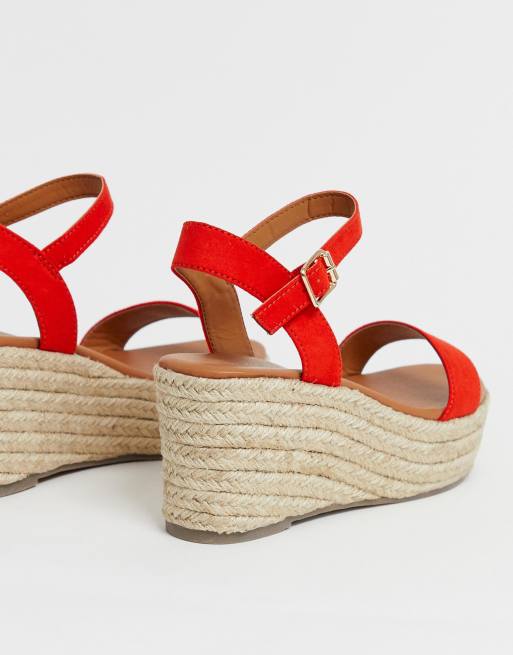 Red wide fit store wedges